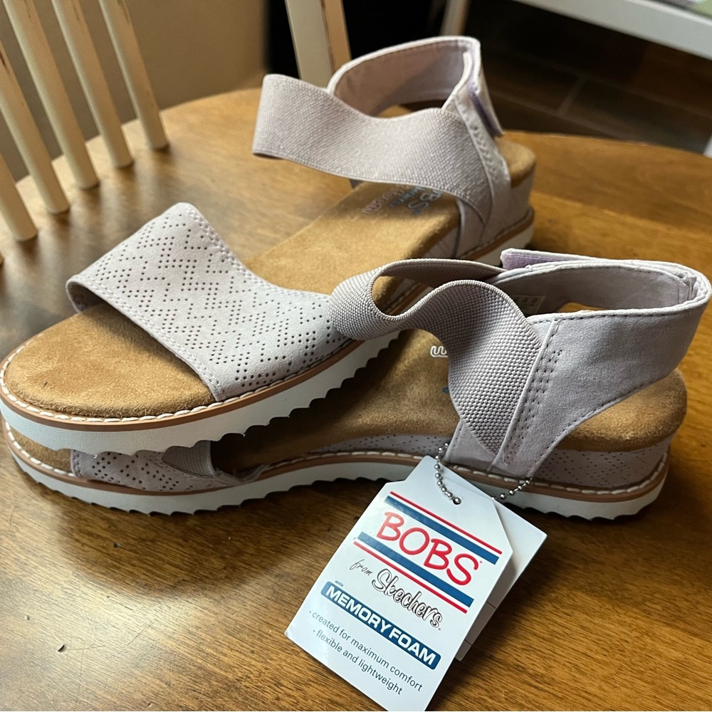 BOBS Skechers Women's Sandals Memory Foam Light Lavender New With Tags - Picture 2 of 7